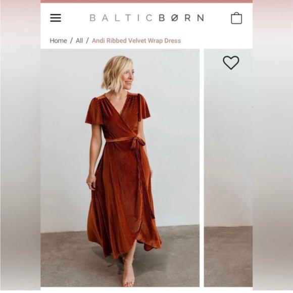 Baltic Born Dresses & Skirts - NWT Baltic Born Andi Ribbed Velvet Maxi Wrap Dress Copper XXL